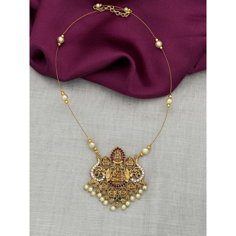Anouk Gold-Plated Stone-Studded & Beaded Necklace