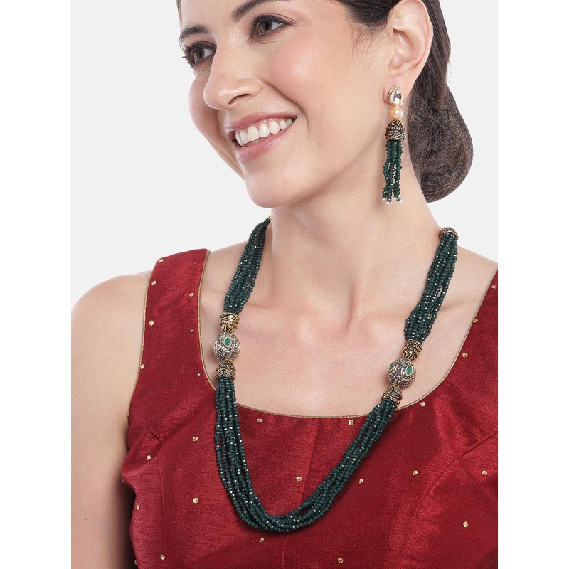 Anouk Gold-Plated Stones-Studded & Beaded Jewellery Set