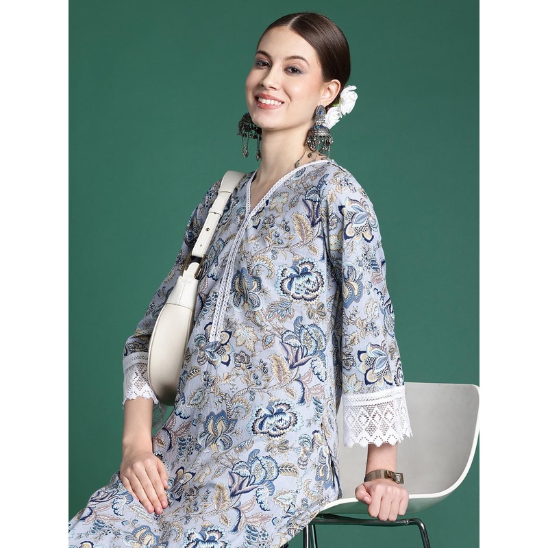 Indo Era Women Printed Pure Cotton Ethnic Co-Ords Set