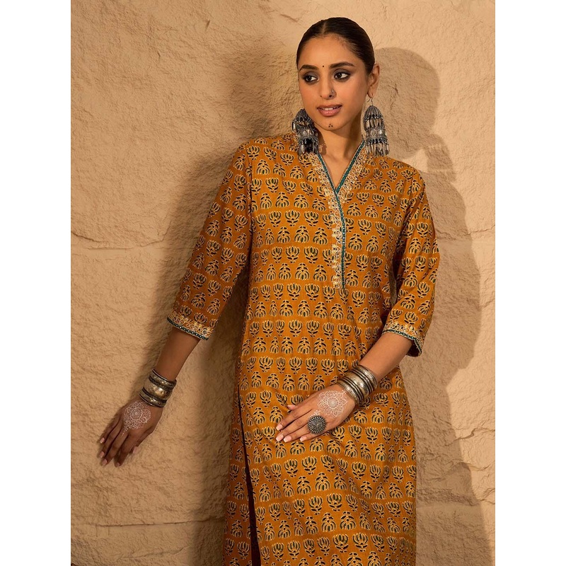 Indo Era Women Printed Straight Kurta Trousers set