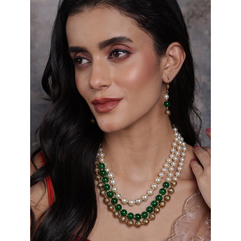 PANASH Gold-Plated Handcrafted Pearl Jewellery Set