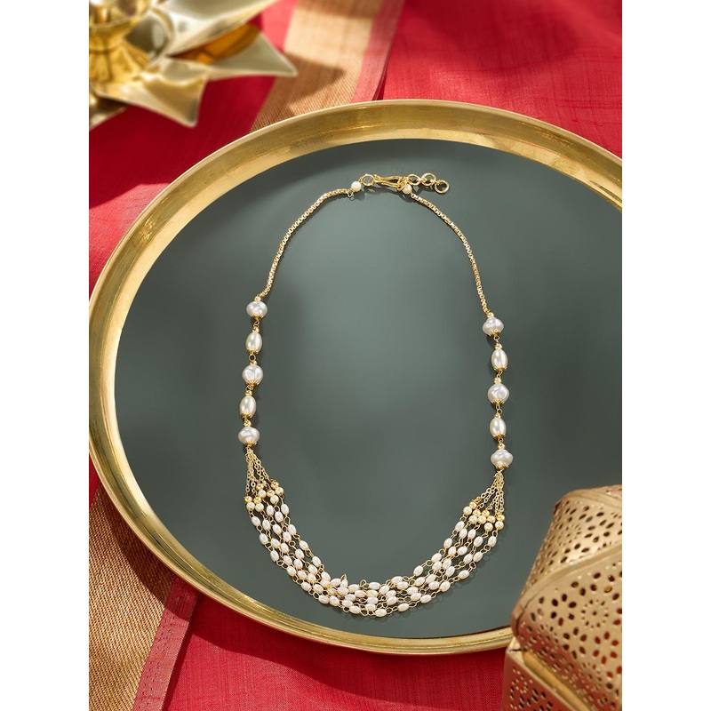Zaveri Pearls Gold-Plated Multistrand Pearls Necklace