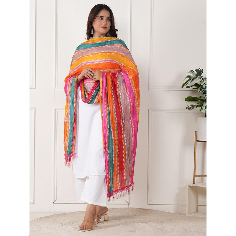 ZOOMBIE Leheriya Printed Chiffon Dupatta