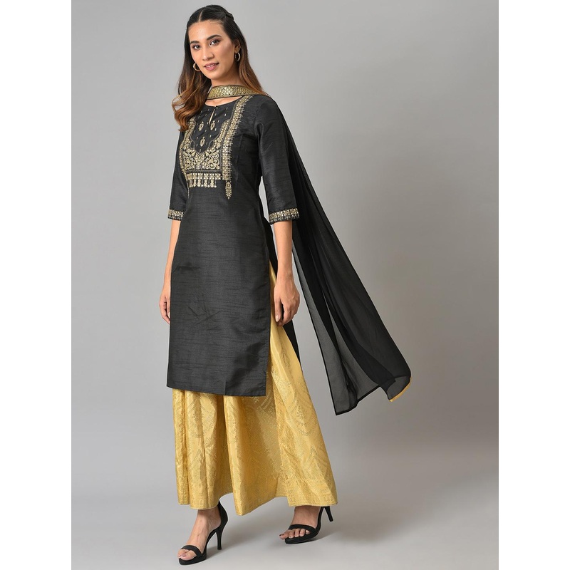 AURELIA Ethnic Motifs Embroidered Choker Dupatta With Sequinned