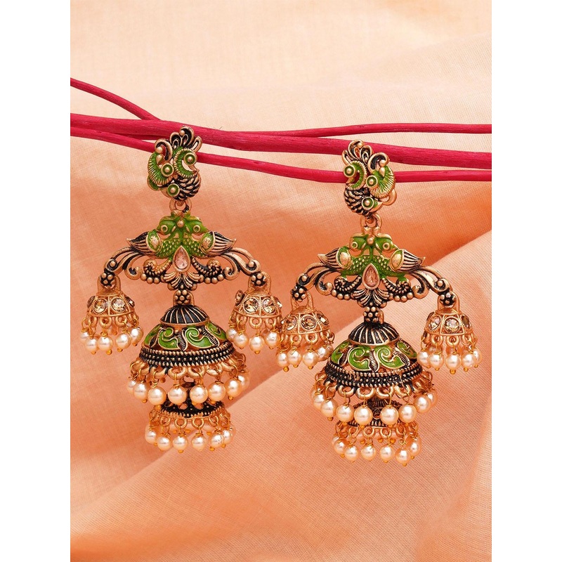 KARATCART Contemporary Double  Jhumka Earrings