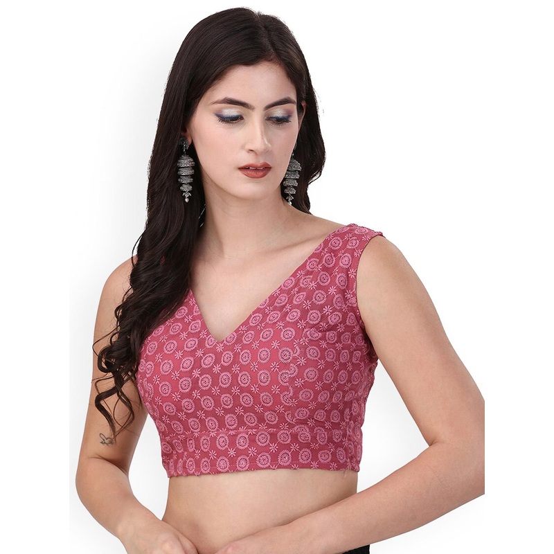 Oomph! Embroidered Sleeveless Pure Cotton Saree Blouse