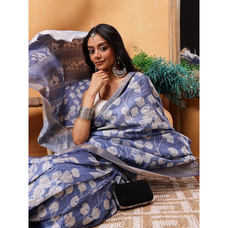 Silk Land Floral Zari Ready to Wear Saree