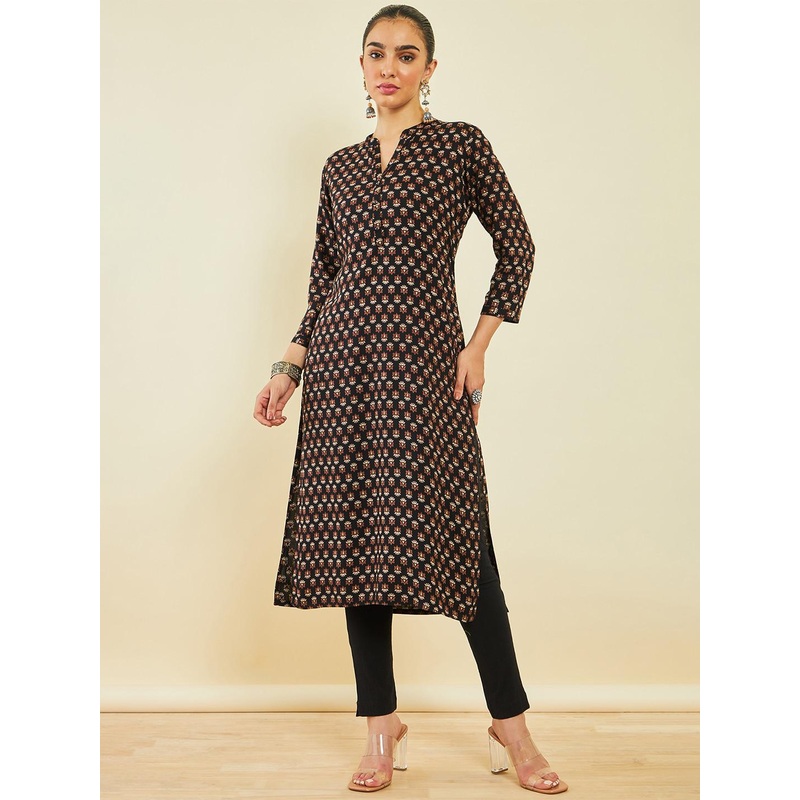 Soch Printed Mandarin Collar Kurta