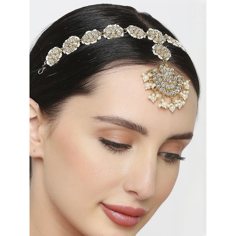 Anouk Women Gold Kundan Studded Sheeshphool Handcrafted Traditional Head Jewellery