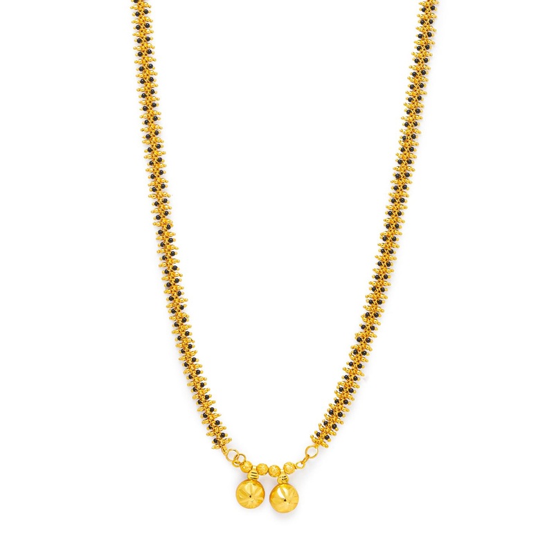 Digital Dress Room Black Gold Plated Vati Pendant South Indian Style Mangalsutra