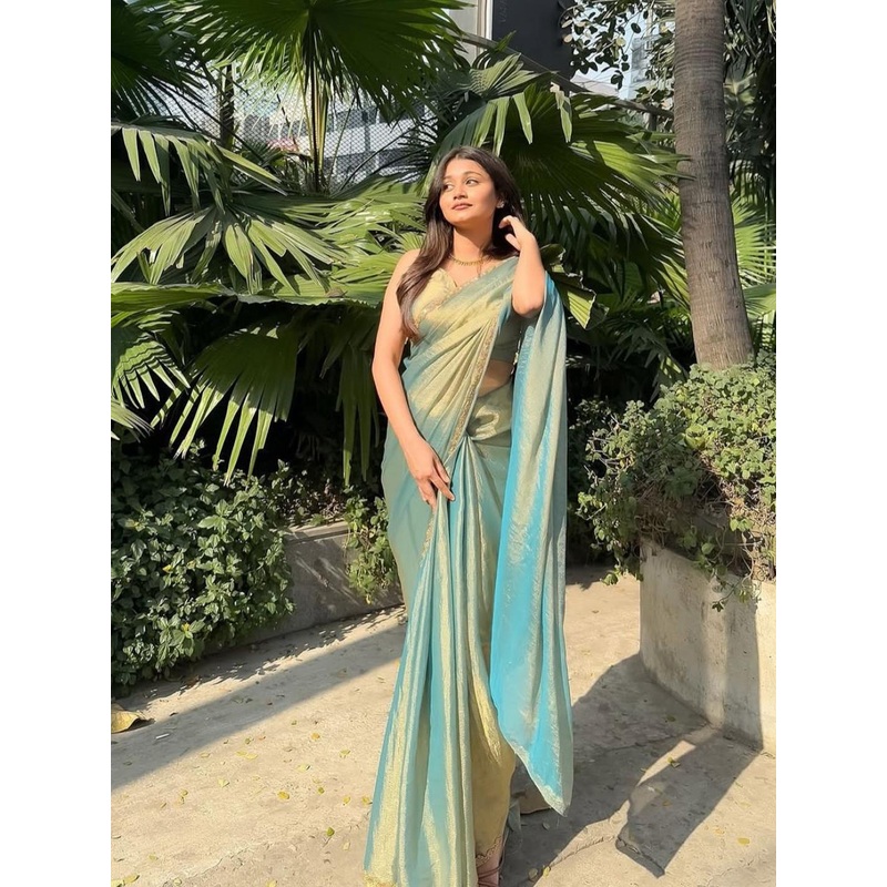HERE&NOW Women Solid Embroidered Organza Ilkal Saree