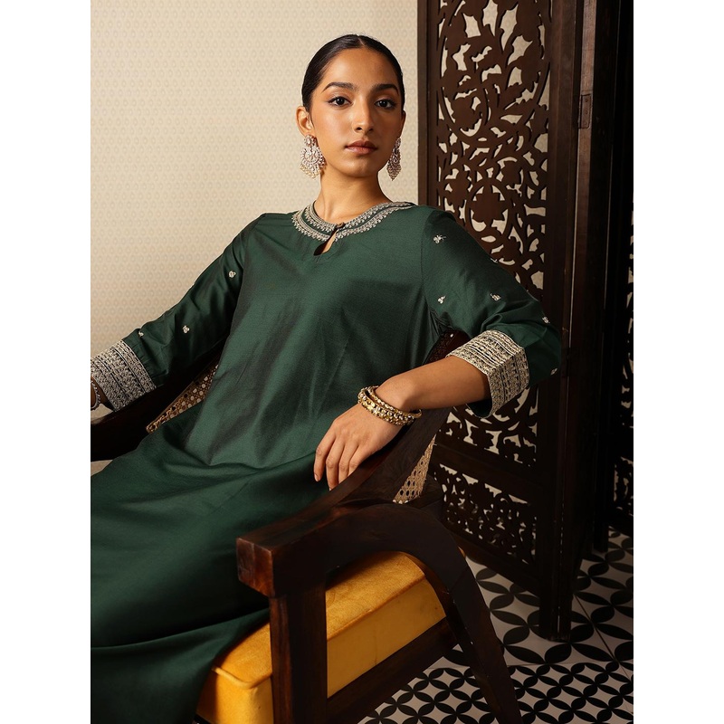 House of Pataudi Embroidered Rozana Kurta