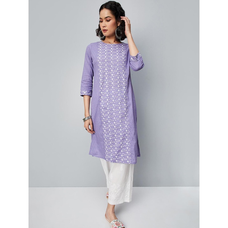 max Ethnic Motifs Embroidered Thread Work Pure Cotton Kurta