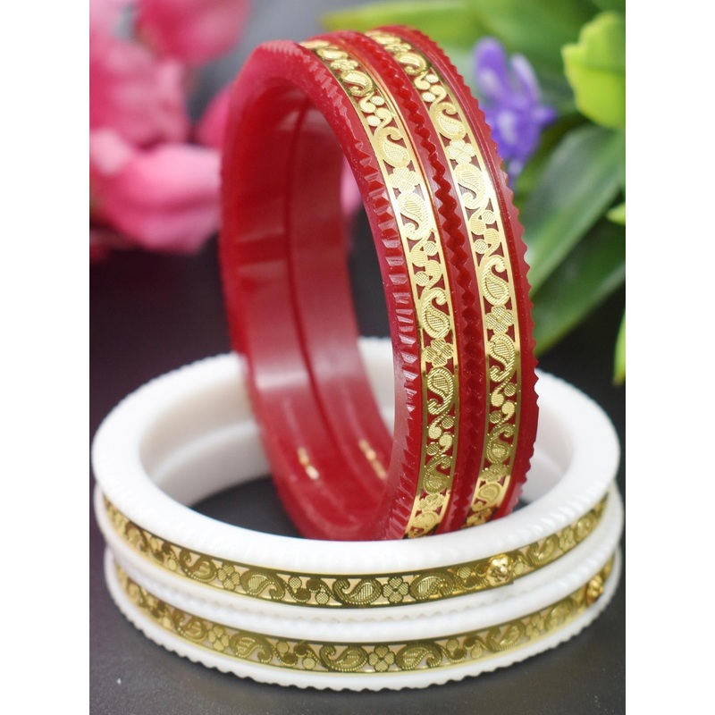 SATTIK Pack Of 4 Plastic Gold Plated Shakha Pola