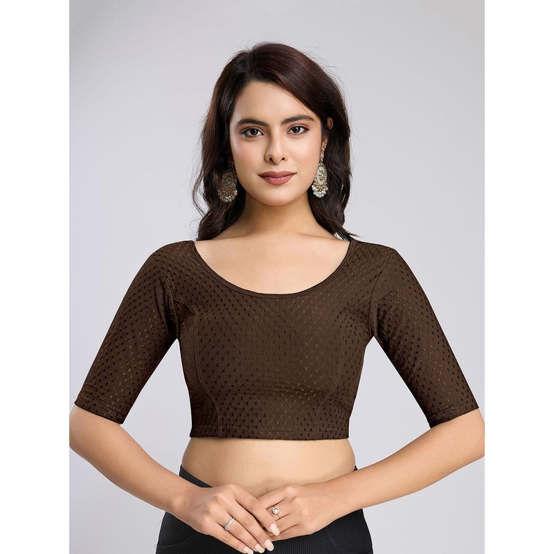Trendmalls Self-Design Cotton Stitched Saree Blouse