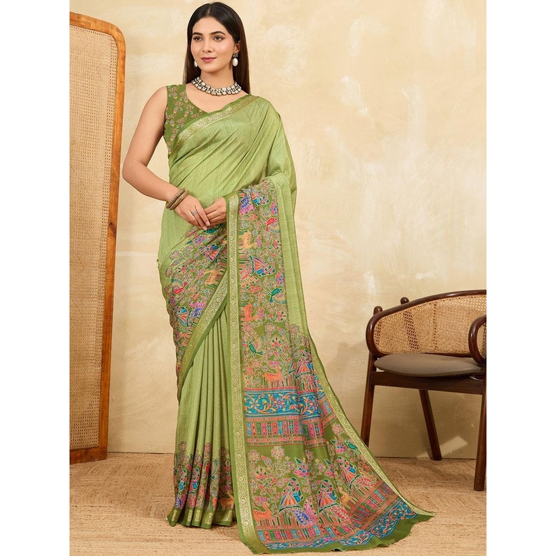 all about you Ethnic Motifs Printed Saree With Blouse Piece