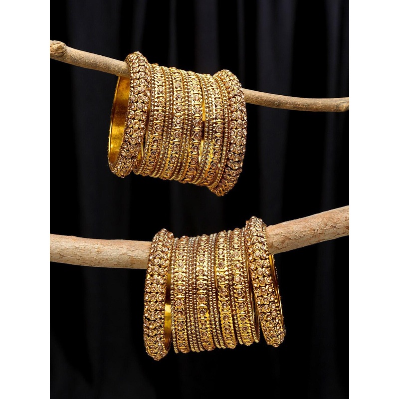 Anouk Set Of 12 Gold-Plated Stone Studded Bangles
