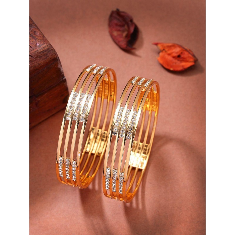 Anouk Set Of 2 Gold-Plated Cubic Zirconia Stone Studded Bangles