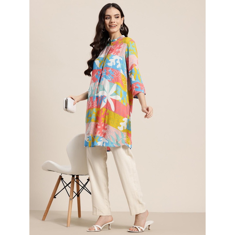 HERE&NOW Floral Printed Quirky Crepe Kurta