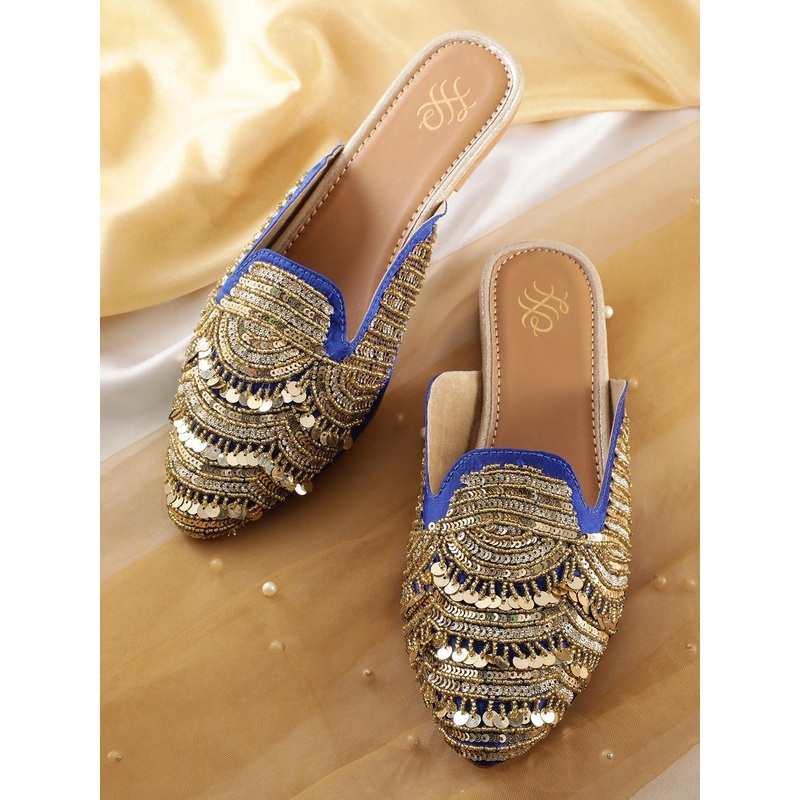House of Pataudi Women Embellished Ethnic Mules Flats