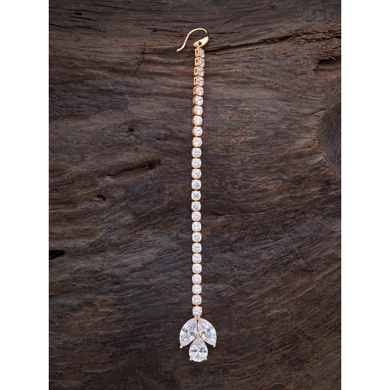 Kushal’s Fashion Jewellery Women White CZ-Studded Maang Tikka