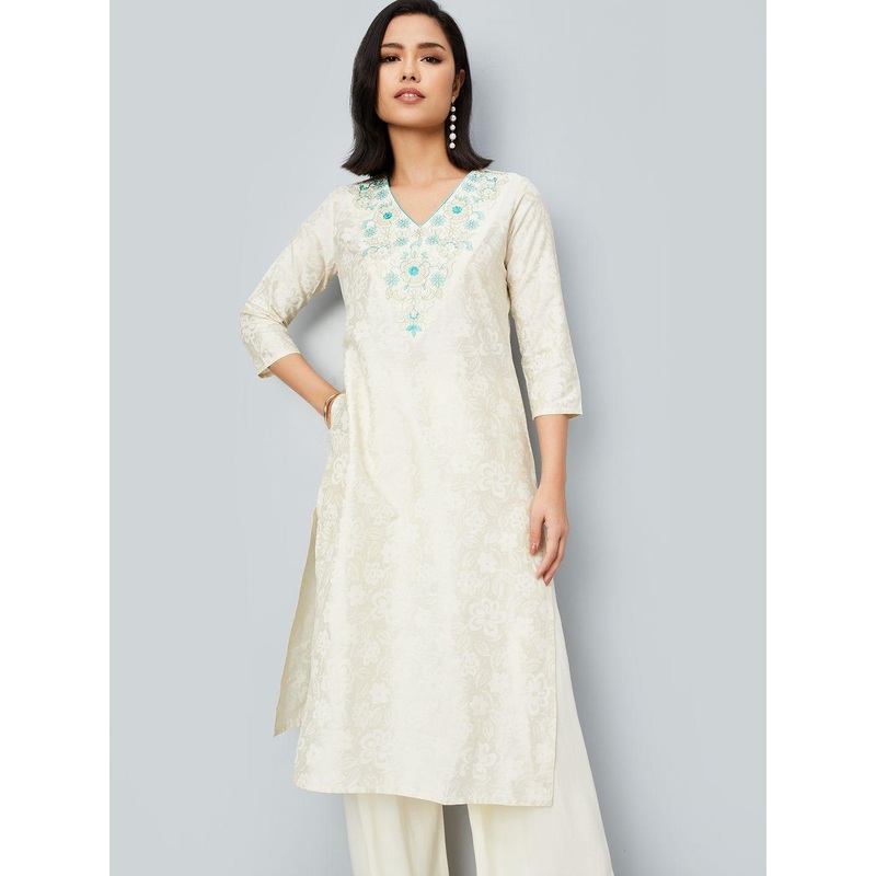 max Floral Printed V-Neck Straight Kurta