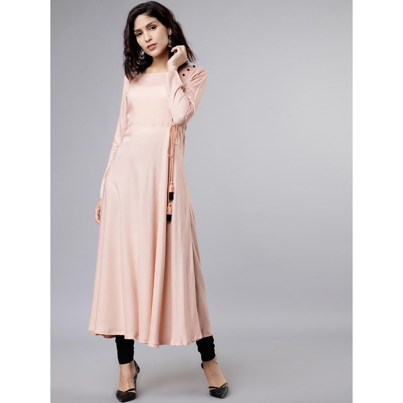 Vishudh Women Pink Solid A-Line Kurta