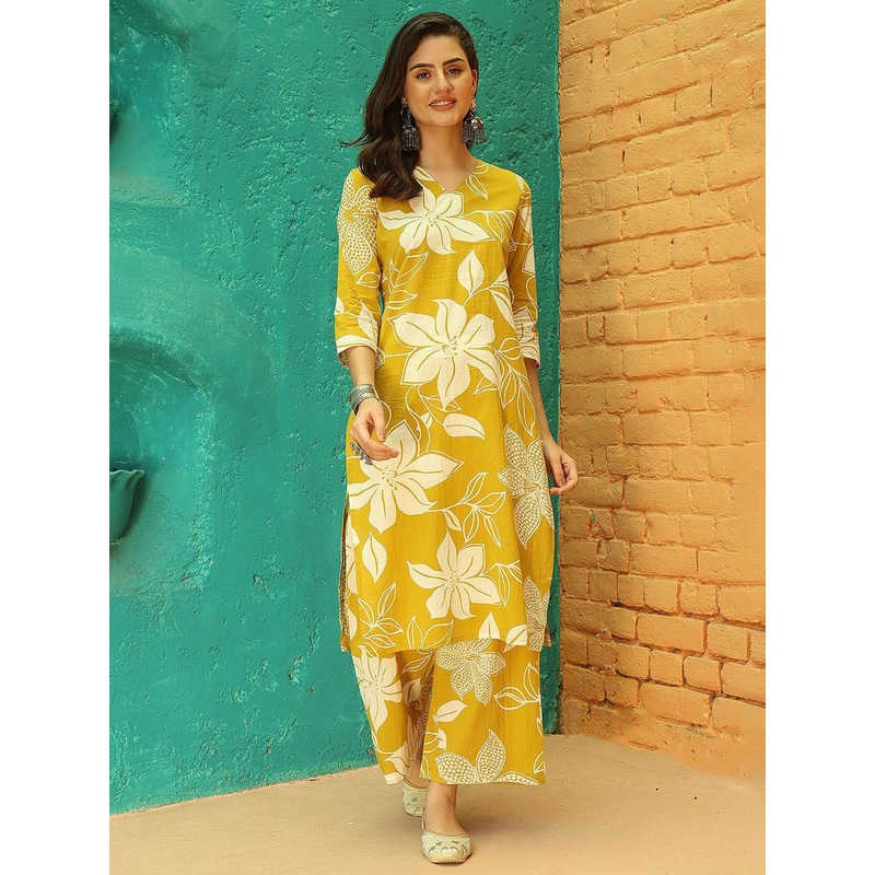Anouk Rustic Women Floral Printed Cotton Kurta with Palazzos