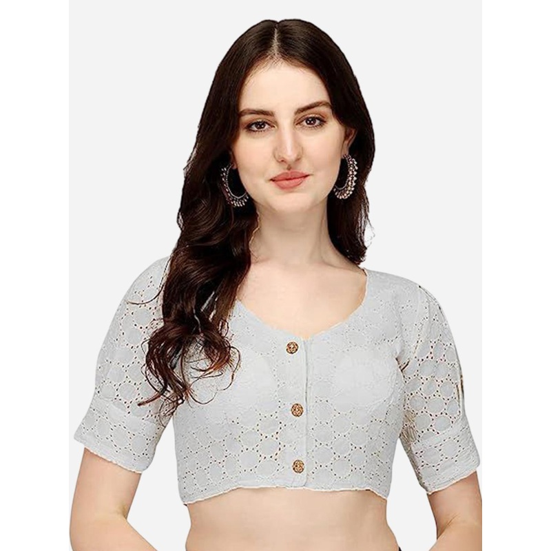 HERE&NOW Embroidered Cotton  Saree Blouse