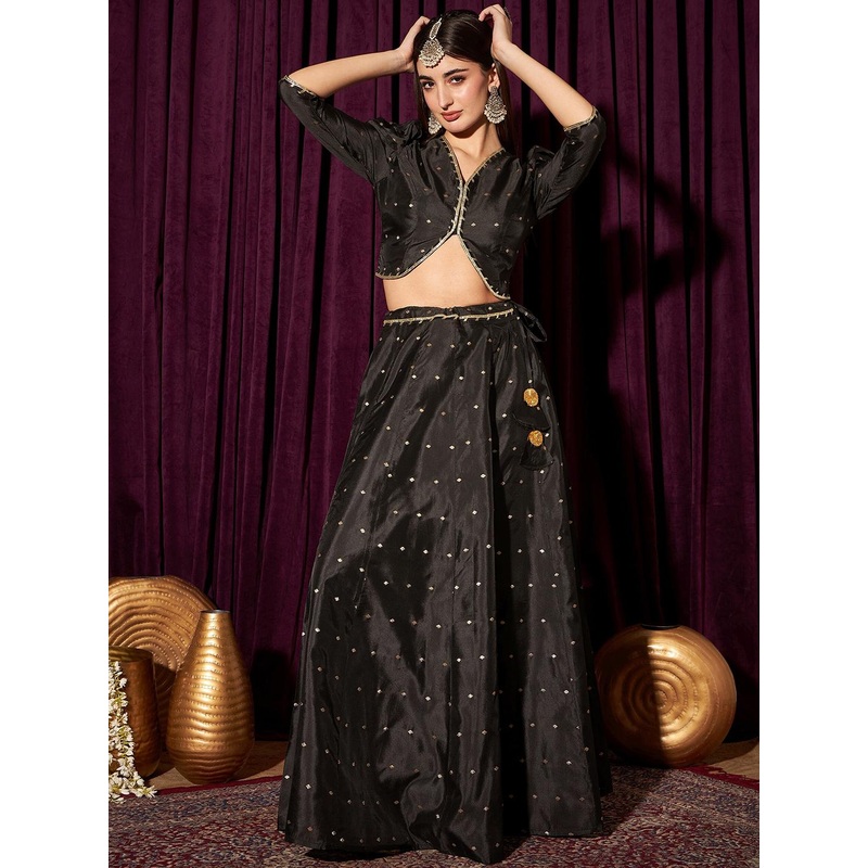 indo street Woven Design Gotta Patti Ready To Wear Lehenga & Choli