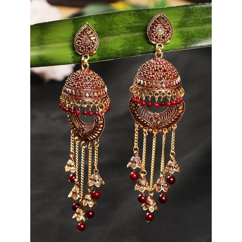 Jazz and Sizzle Gold Plated Dome Shaped Jhumkas