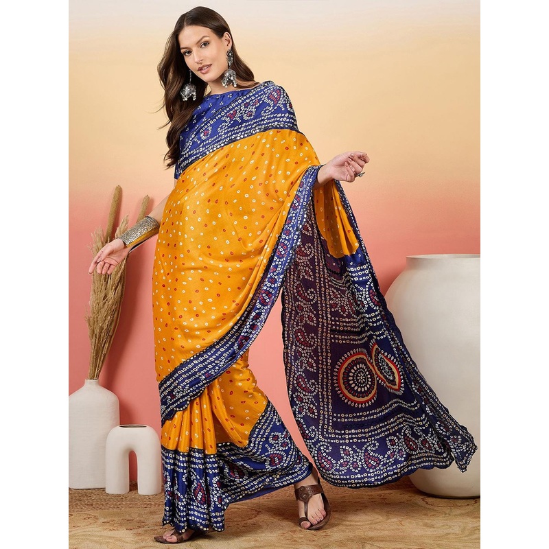 Sangria Bandhani Printed Saree With Blouse piece