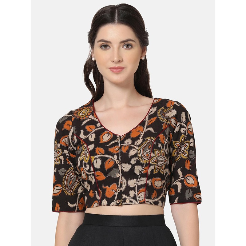 THE WEAVE TRAVELLER Kalamkari Printed Cotton Blouse