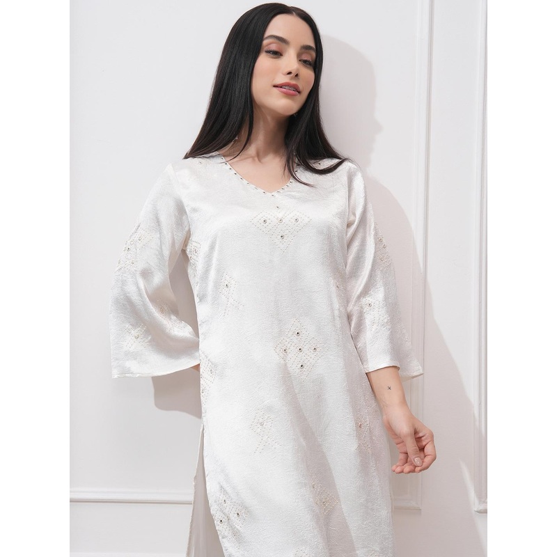 Vishudh Women Ethnic Motifs Embroidered Regular Kurta with Trousers