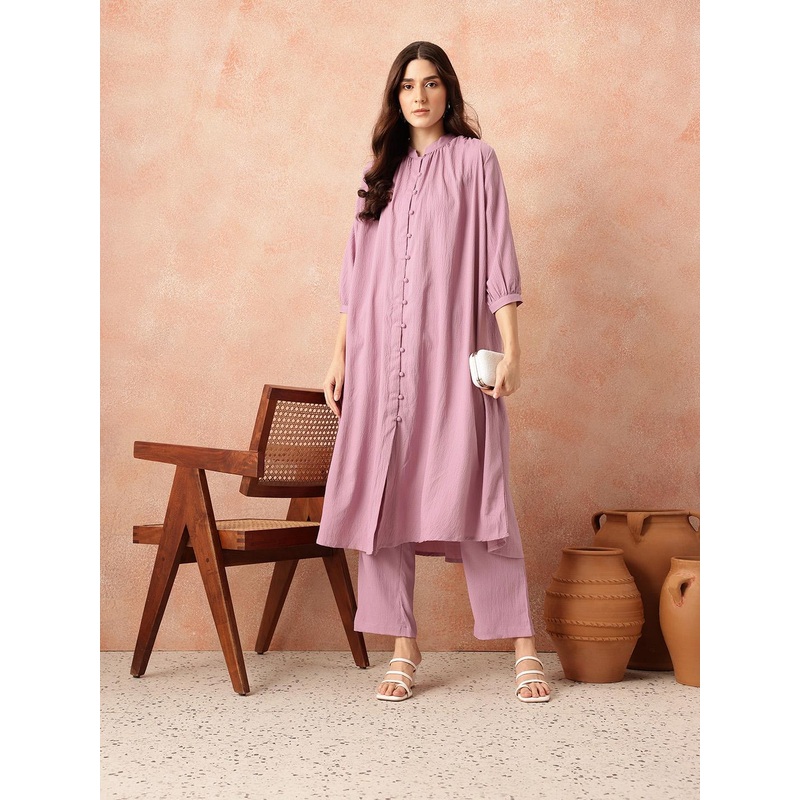 all about you Regular Crinkled Kurta with Trousers