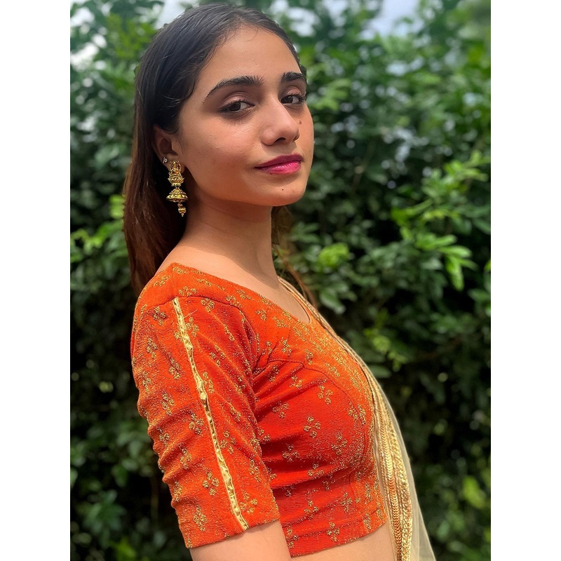Bindigasm’s Advi Zari Embellished Stretchable Saree Blouse