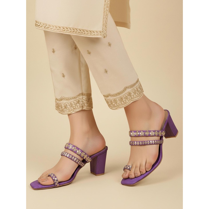 House of Pataudi Ethnic Embellished Block Heel