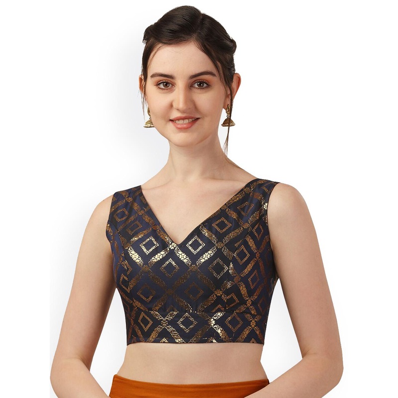 Oomph! Woven Design Sleeveless Saree Blouse