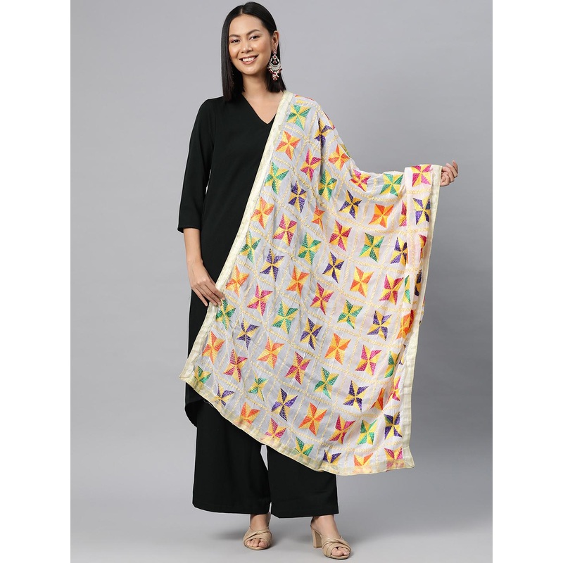 SWI Stylish Embroidered Dupatta with Phulkari