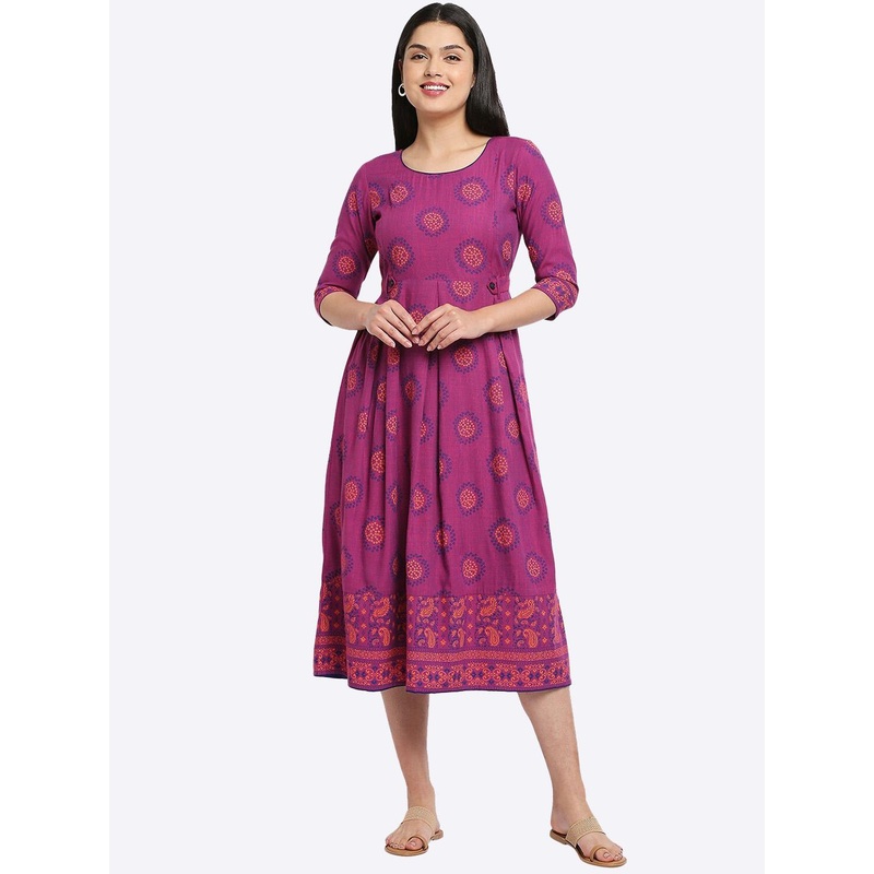 True Shape Bandhani Printed Maternity Ethnic Dress