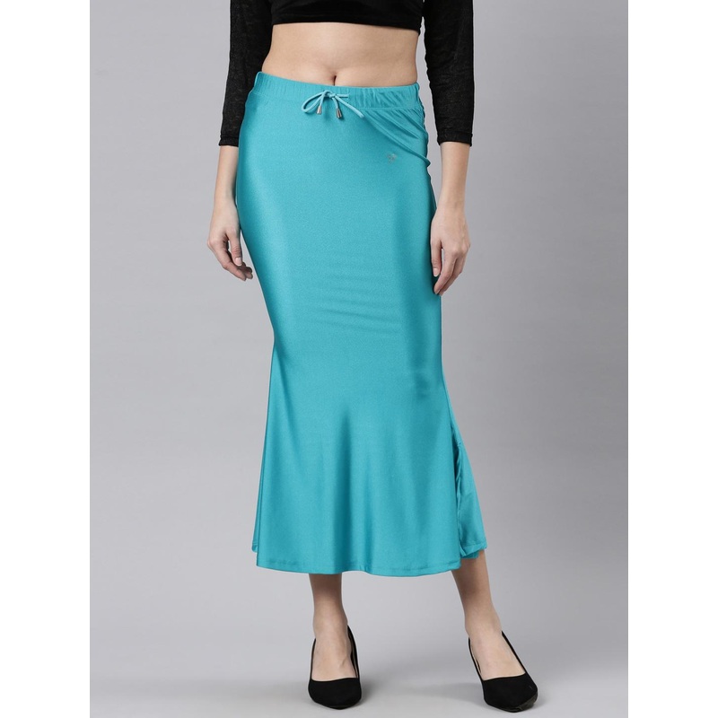 TWIN BIRDS Women Solid Coloured Silky Soft Stretchable Shimmer mermaid Saree Shapewear