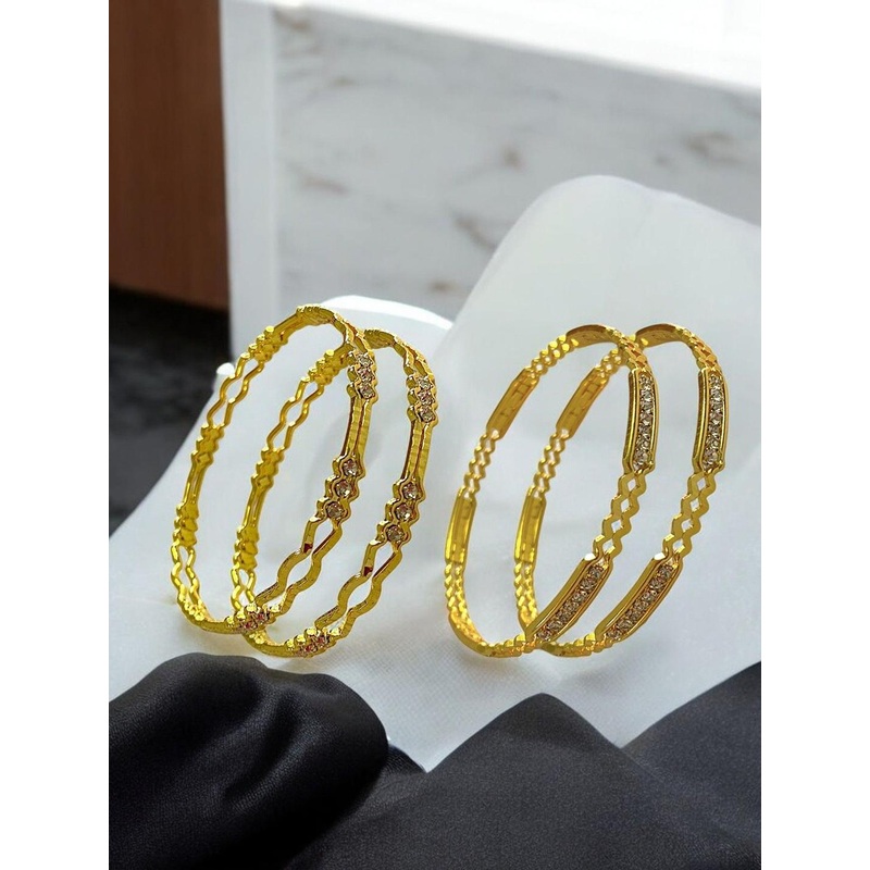 AARTISAI Set Of 4 Gold-Plated Stone Studded Bangles