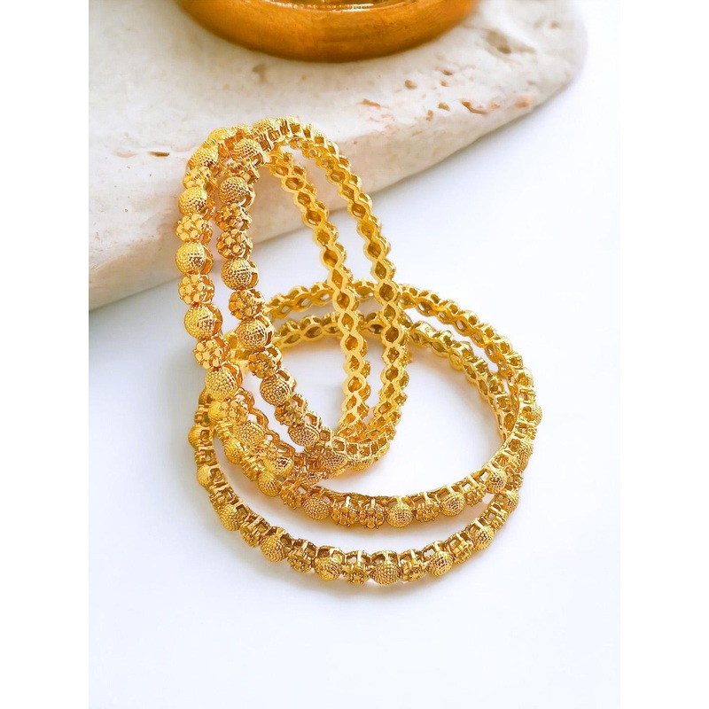 FEMMIBELLA Set Of 4 Gold-Plated Bangles