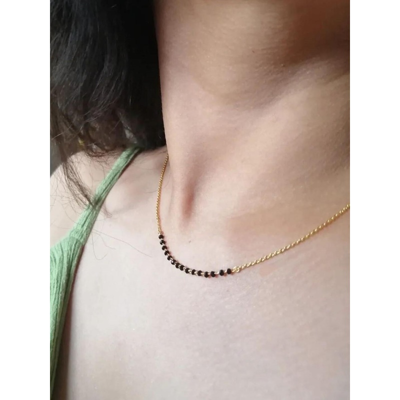 RTD Copper Gold Chain with Black Beads Mangalsutra