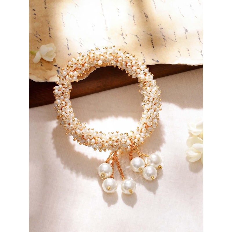 Rubans Gold-Plated Beaded Kada Bracelet