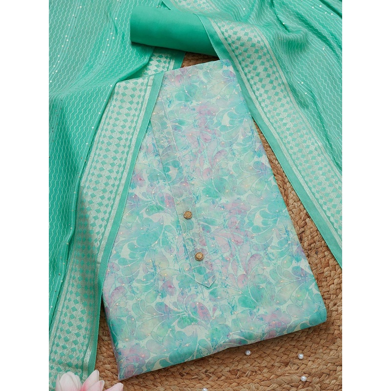 Soch Floral Printed Sequinned Unstitched Dress Material