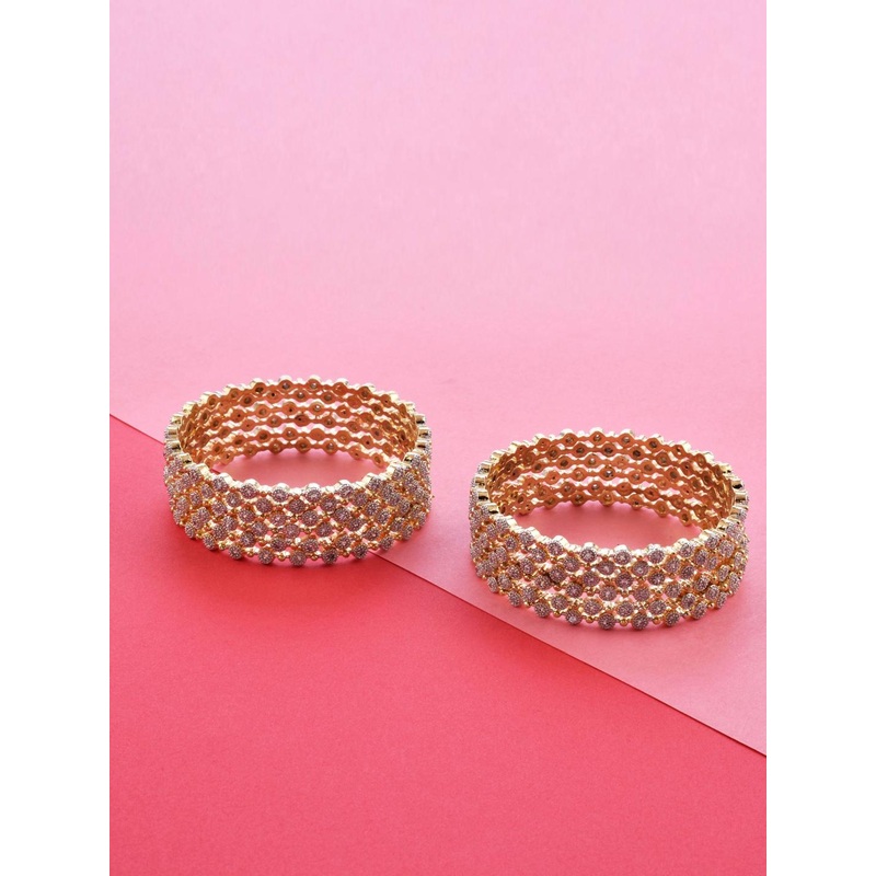 The Pari Set Of 12 Gold-Plated AD-Studded Bangles
