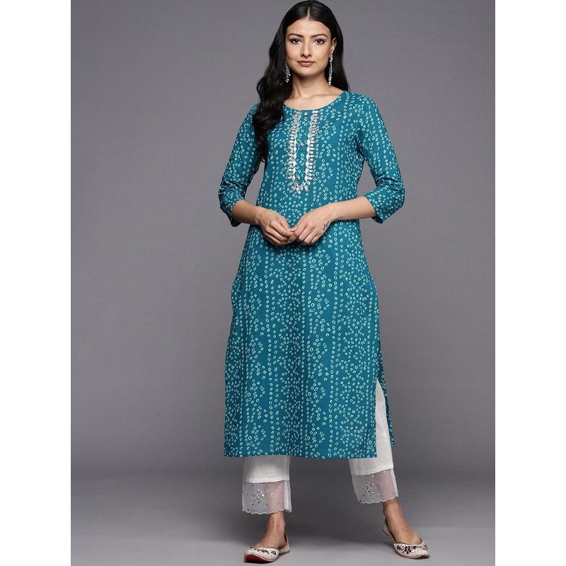 Varanga Bandhani Printed Gotta Patti Pure Cotton Straight Kurta