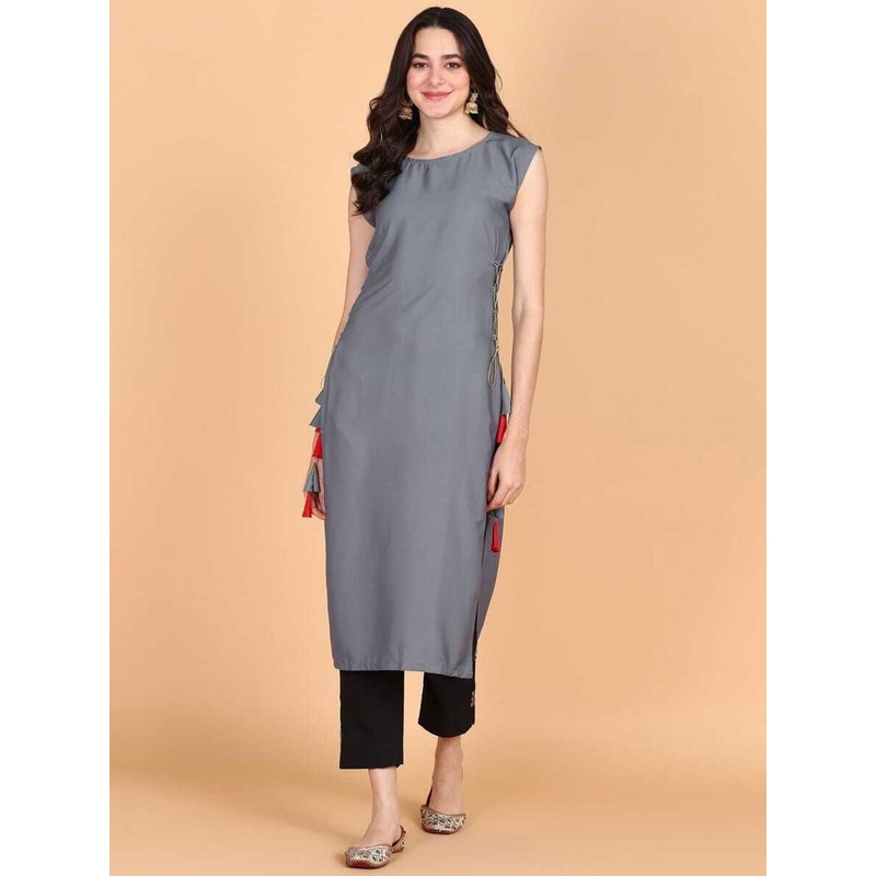 Aiza Collection Round Neck Straight Kurta