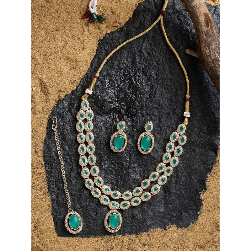 AMI Gold-Plated Stone Studded Jewellery Set